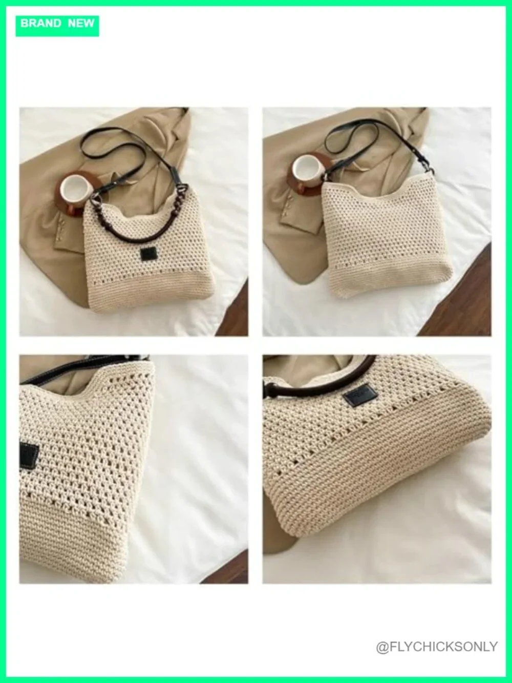 Bohemian Macrame Shoulder Tote Bag Crossbody Purse Travel Beach Hobo Bag